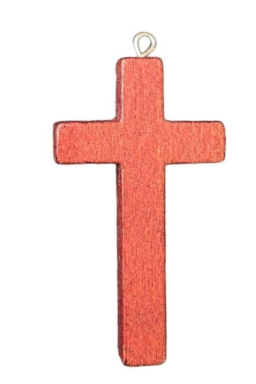 Red Wooden Cross Pendant